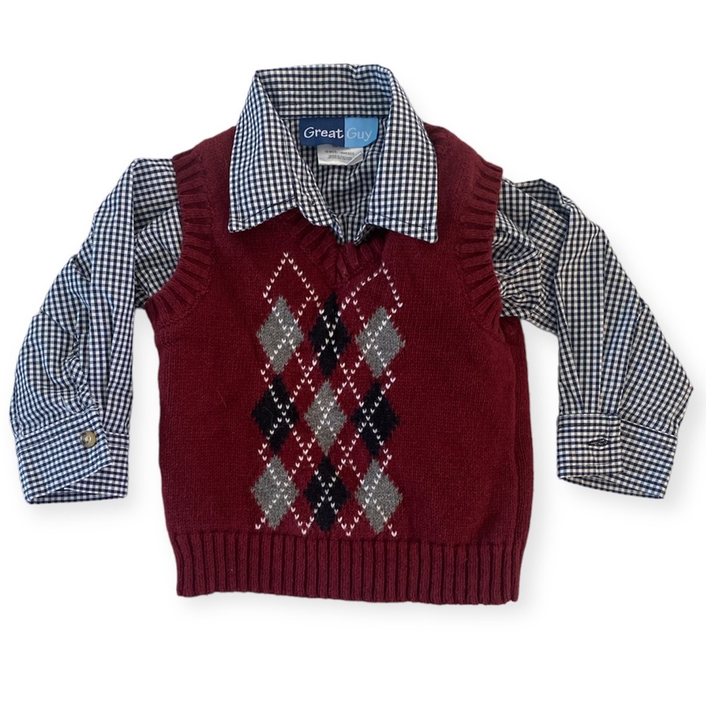 Great guy button down with sweater vest
